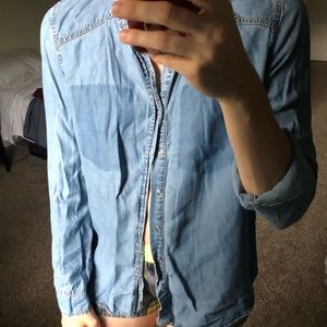 Jean lookalike button up long sleeve shirt